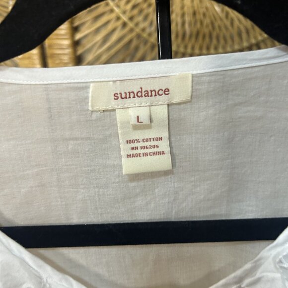 Sundance White Ruffle Front Button Up Long Sleeve Shirt Size Large - Picture 2 of 4